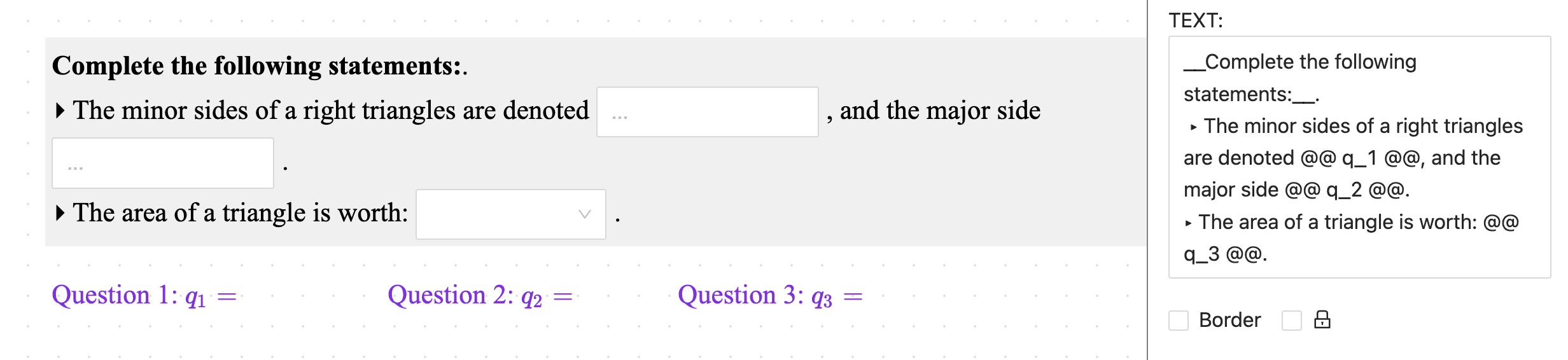 Question at text